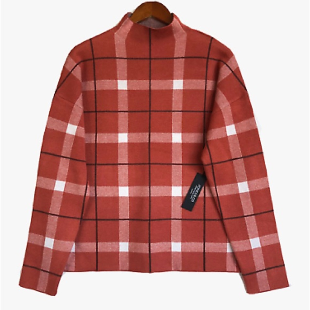 Women's Plaid Sweater - Red